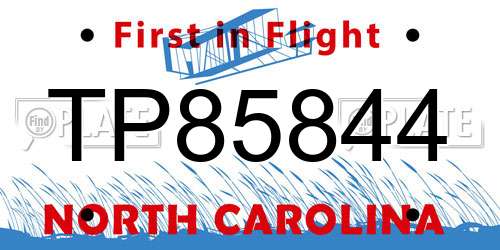 TP85844 North Carolina License Plate