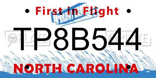 TP8B544 North Carolina License Plate