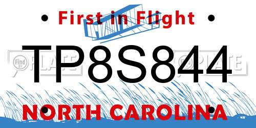 TP8S844 North Carolina License Plate