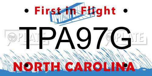 TPA97G North Carolina License Plate