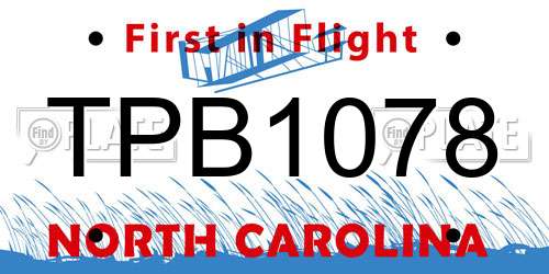 TPB1078 North Carolina License Plate