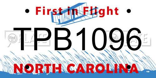 TPB1096 North Carolina License Plate