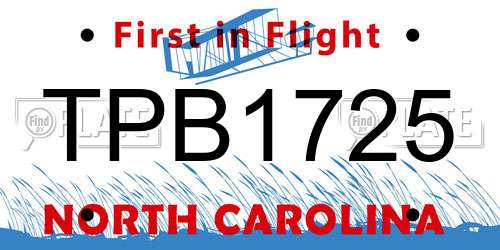TPB1725 North Carolina License Plate