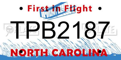 TPB2187 North Carolina License Plate