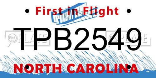 TPB2549 North Carolina License Plate