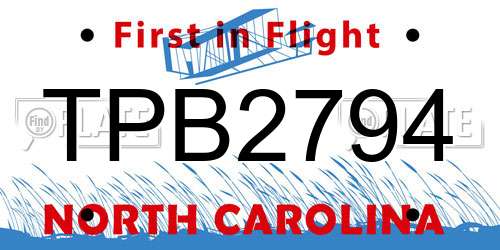 TPB2794 North Carolina License Plate