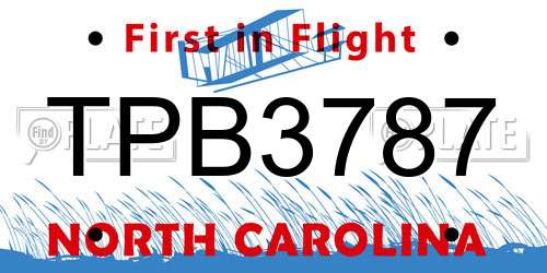 TPB3787 North Carolina License Plate