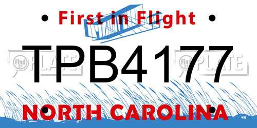TPB4177 North Carolina License Plate
