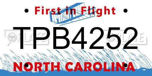 TPB4252 North Carolina License Plate