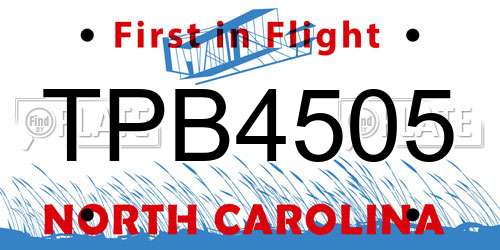 TPB4505 North Carolina License Plate