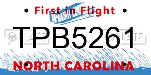 TPB5261 North Carolina License Plate