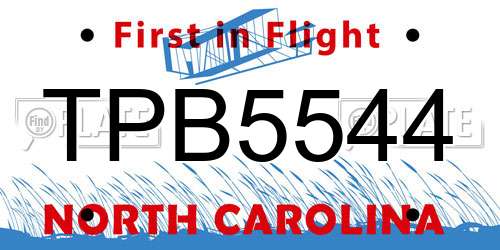 TPB5544 North Carolina License Plate