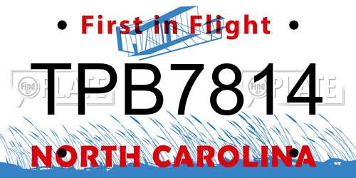 TPB7814 North Carolina License Plate