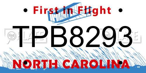 TPB8293 North Carolina License Plate