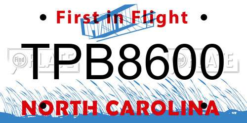 TPB8600 North Carolina License Plate