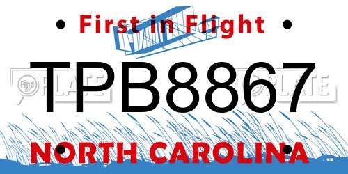 TPB8867 North Carolina License Plate