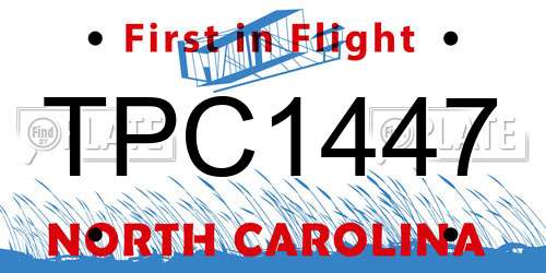 TPC1447 North Carolina License Plate