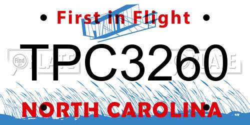 TPC3260 North Carolina License Plate