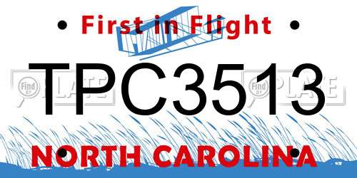 TPC3513 North Carolina License Plate
