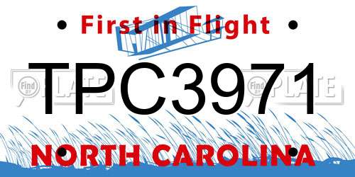 TPC3971 North Carolina License Plate