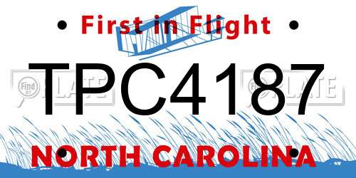 TPC4187 North Carolina License Plate