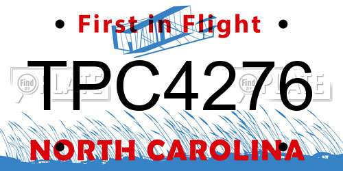 TPC4276 North Carolina License Plate