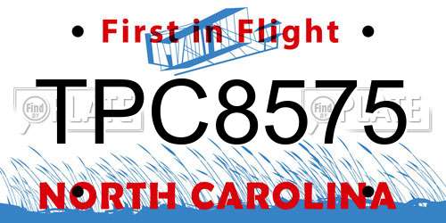 TPC8575 North Carolina License Plate
