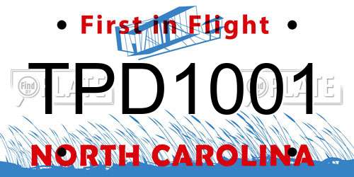 TPD1001 North Carolina License Plate