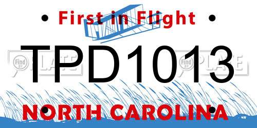 TPD1013 North Carolina License Plate