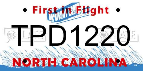 TPD1220 North Carolina License Plate