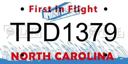 TPD1379 North Carolina License Plate