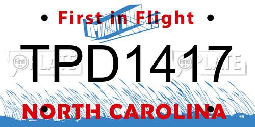 TPD1417 North Carolina License Plate