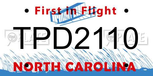 TPD2110 North Carolina License Plate