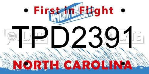 TPD2391 North Carolina License Plate