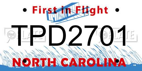TPD2701 North Carolina License Plate