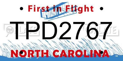 TPD2767 North Carolina License Plate