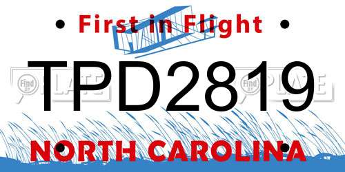 TPD2819 North Carolina License Plate