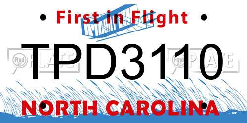 TPD3110 North Carolina License Plate