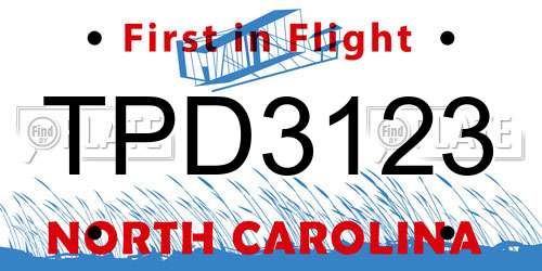 TPD3123 North Carolina License Plate