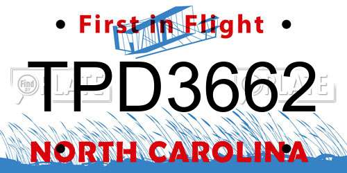 TPD3662 North Carolina License Plate