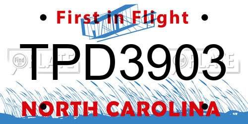 TPD3903 North Carolina License Plate