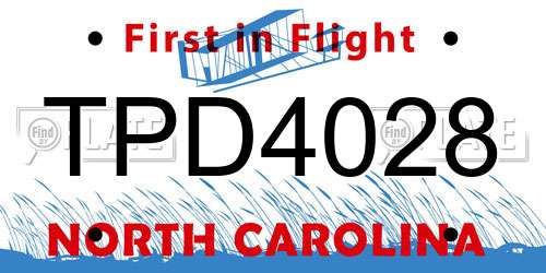 TPD4028 North Carolina License Plate