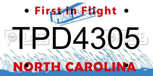 TPD4305 North Carolina License Plate