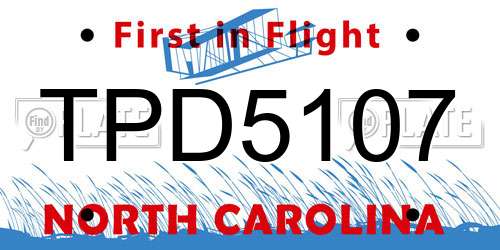 TPD5107 North Carolina License Plate