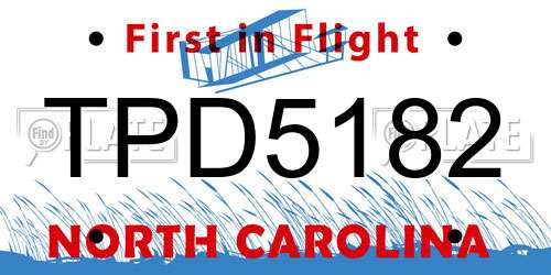 TPD5182 North Carolina License Plate