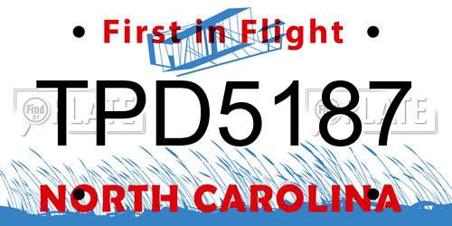 TPD5187 North Carolina License Plate