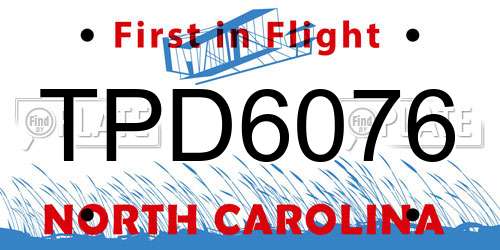 TPD6076 North Carolina License Plate