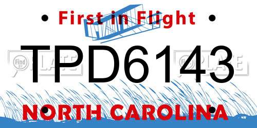 TPD6143 North Carolina License Plate