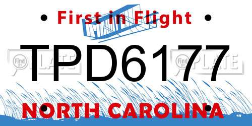 TPD6177 North Carolina License Plate