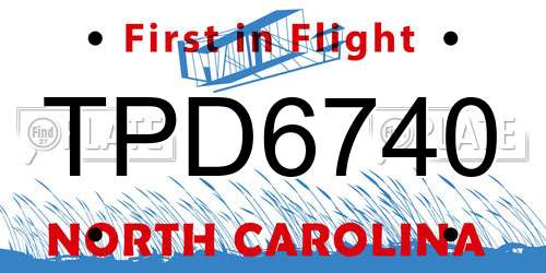 TPD6740 North Carolina License Plate